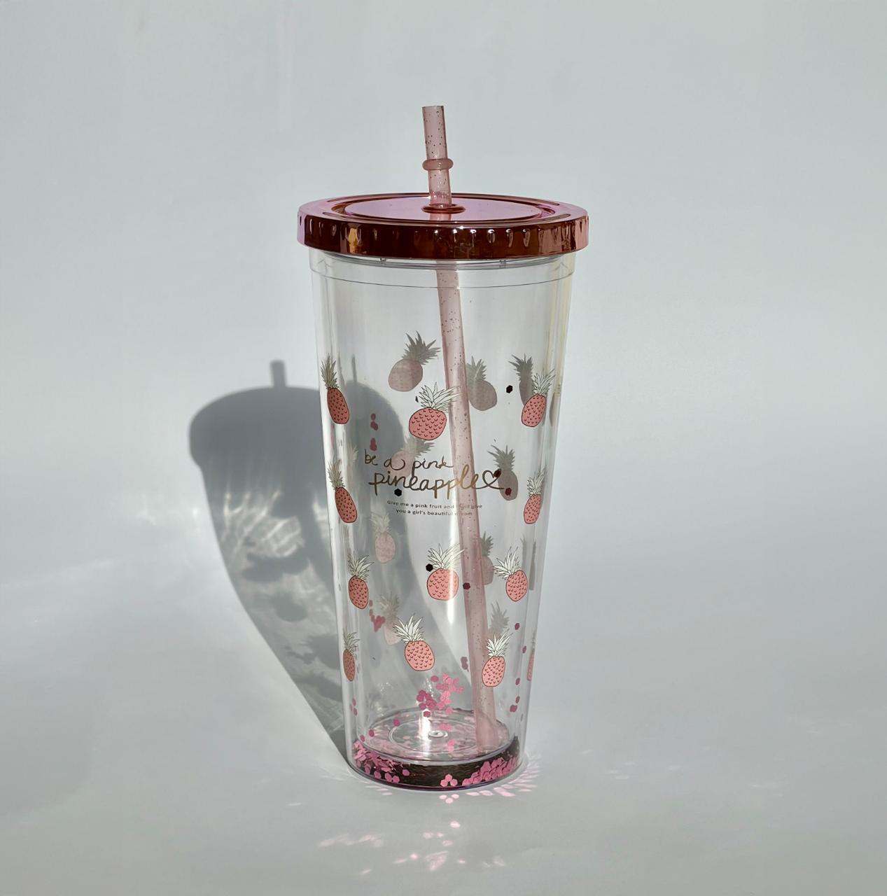 Glitter Cup with Straw 550ml