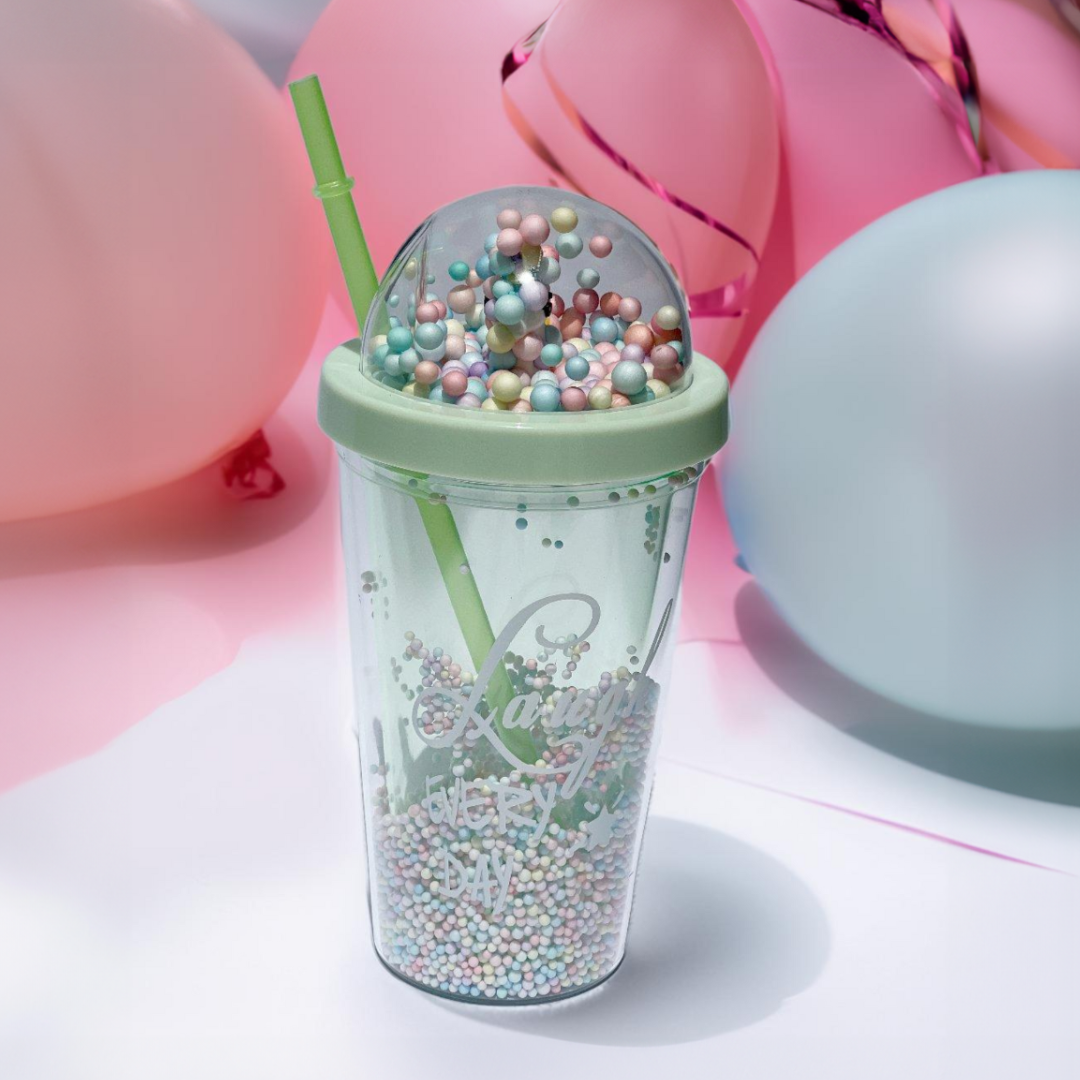 Water Cup With Straw Leakproof Creative Unicorn Bubble Bottle 550ml